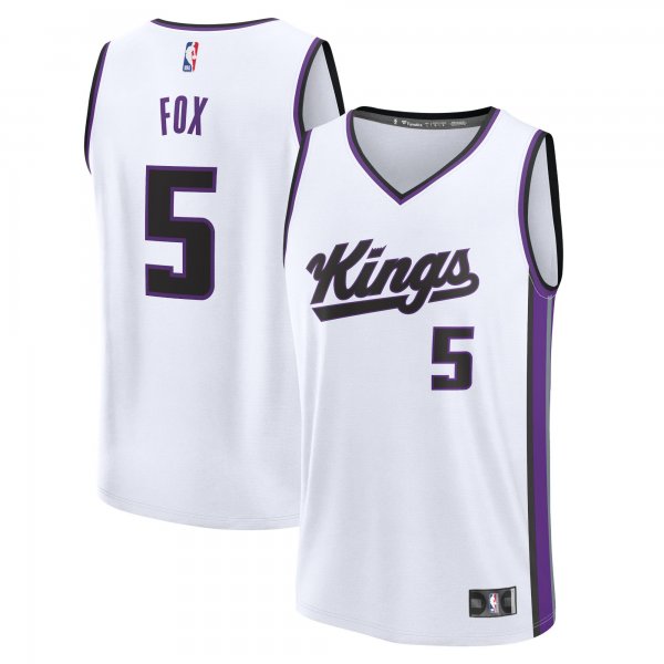 Men's Sacramento Kings #5 Aaron Fox White 2023/24 Fast Break Replica Association Edition Jersey