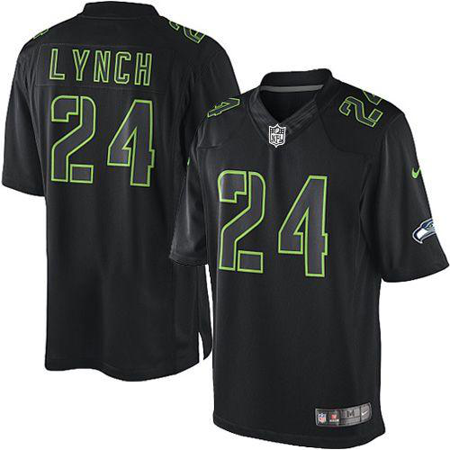 Nike Seattle Seahawks #24 Marshawn Lynch Black Men's Stitched NFL Impact Limited Jersey