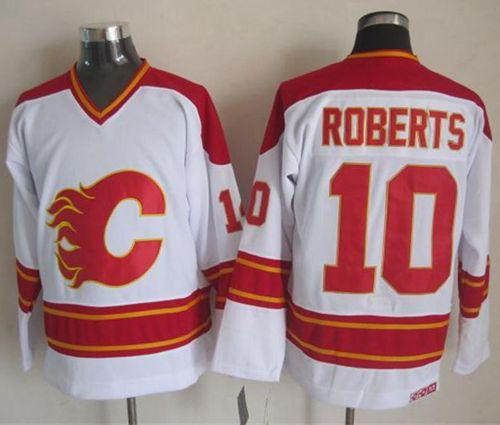 Calgary Flames #10 Gary Roberts White CCM Throwback Stitched NHL Jersey