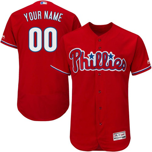 Philadelphia Phillies Red Men's Customized Flex Base MLB Jersey