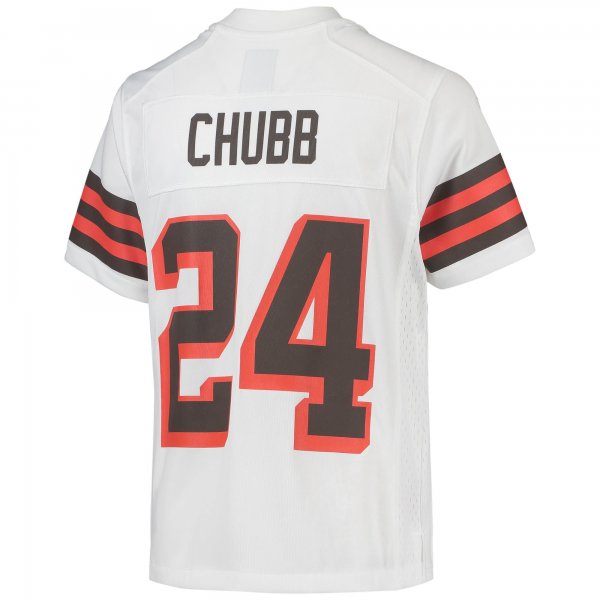 Youth Cleveland Browns Nick Chubb Nike White Game Jersey