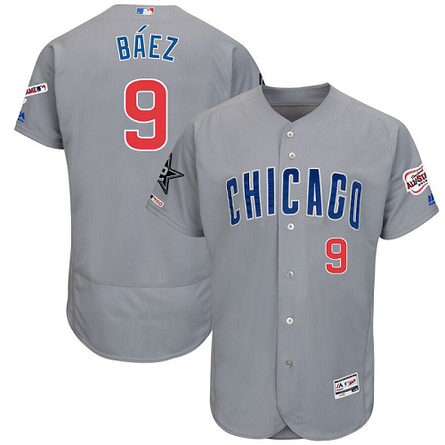 Men's Chicago Cubs #9 Javier Baez Gray 2019 MLB All-Star Game Collection Flex Base Player Jersey