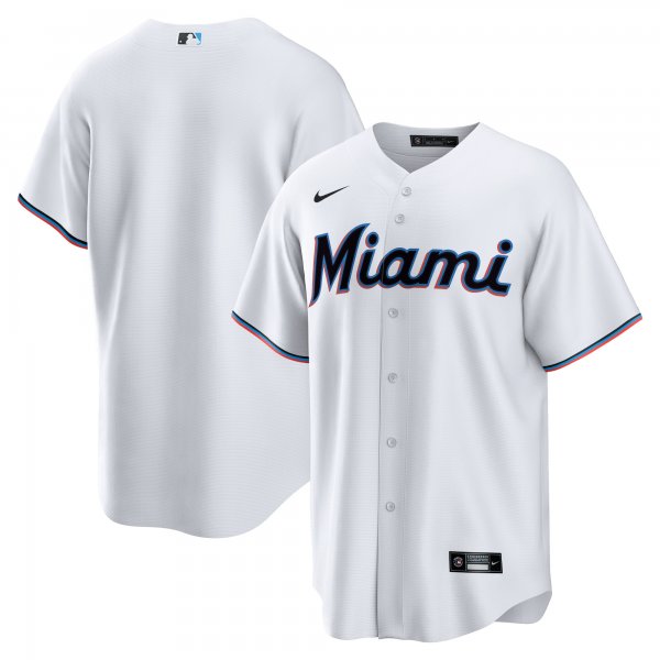 Men's Miami Marlins Nike White Home Blank Replica Jersey