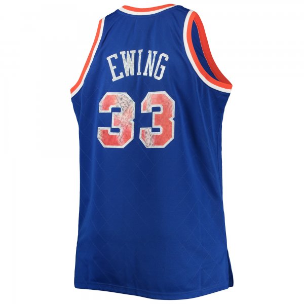 Men's New York Knicks Patrick Ewing Mitchell & Ness Blue Big & Tall 1991/92 NBA 75th Anniversary Diamond Swingman Jersey