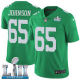 Men's Nike NFL Philadelphia Eagles #65 Lane Johnson Limited Green Rush Vapor Untouchable Super Bowl LII Jersey