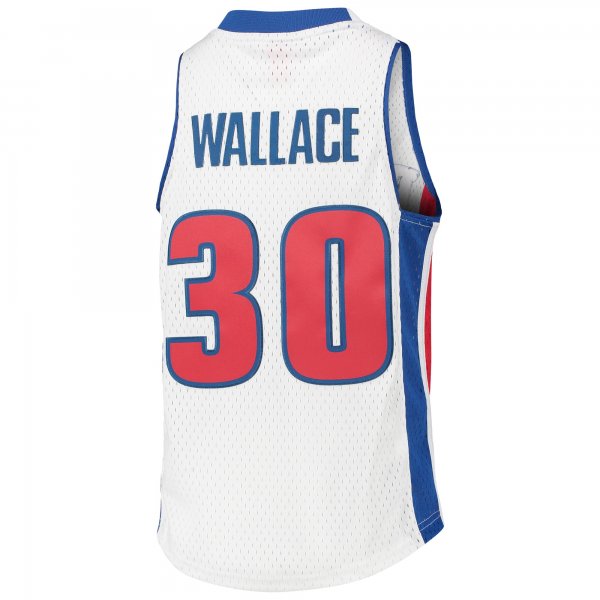 Youth Detroit Pistons Rasheed Wallace Mitchell & Ness White 2003/04 Hardwood Classics Swingman Jersey