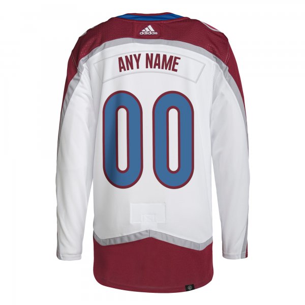 Men's Colorado Avalanche  adidas White Away  Primegreen Custom Jersey