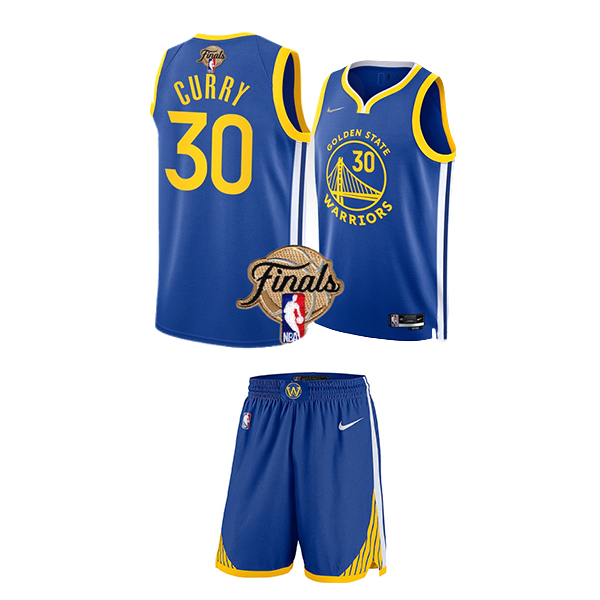 Men's NBA Finals Golden State Warriors #30 Stephen Curry Blue Nike Suit