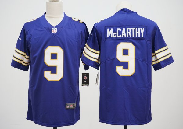 Men's Minnesota Vikings #9 J.J. McCarthy Nike Purple Classic Stitched Limited Jersey