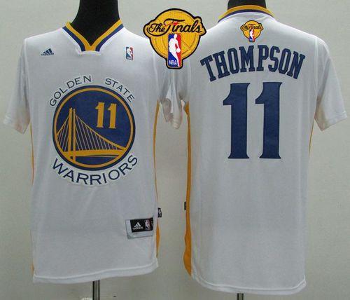 Men's Revolution 30 Golden State Warriors #11 Klay Thompson White Alternate The Finals Patch Stitched NBA Jersey