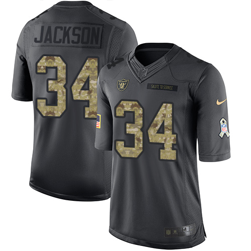 Nike Las Vegas Raiders #34 Bo Jackson Black Youth Stitched NFL Limited 2016 Salute to Service Jersey