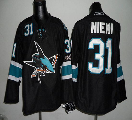 San Jose Sharks #31 Antti Niemi Black Stitched NHL Jersey