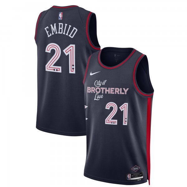 Unisex Philadelphia 76ers Joel Embiid Nike Navy 2023/24 Swingman Jersey - City Edition