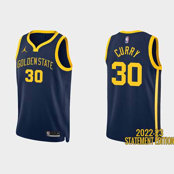 Men's Golden State Warriors #30 Stephen Curry 2022-23 Statement Edition Navy NBA Jersey