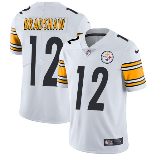 Men's Nike Pittsburgh Steelers #12 Terry Bradshaw White Stitched NFL Vapor Untouchable Limited Jersey