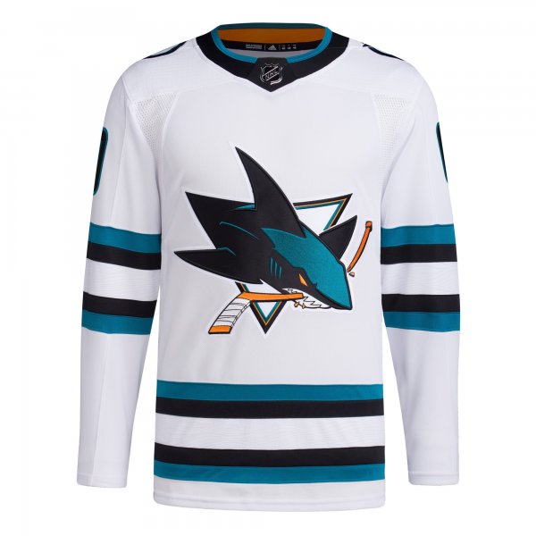 Men's San Jose Sharks  adidas White Away  Primegreen Custom Jersey