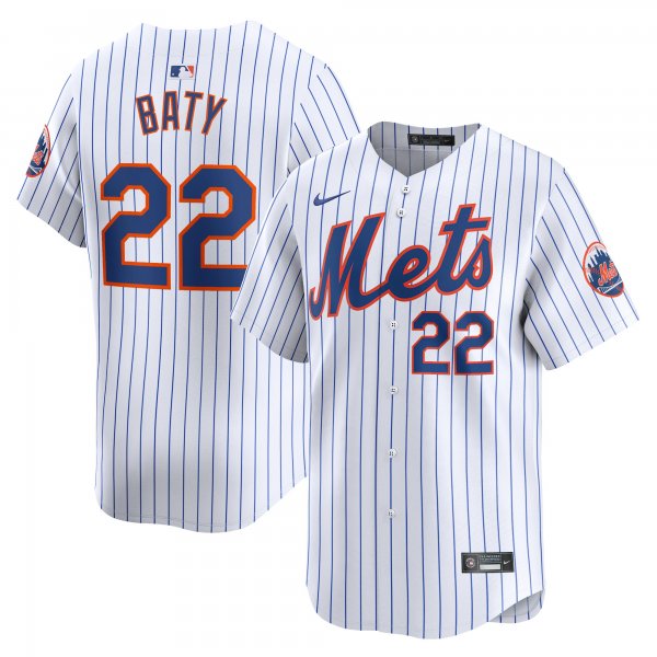 Men's New York Mets #22 Brett Baty Nike White Home Limited Player Jersey