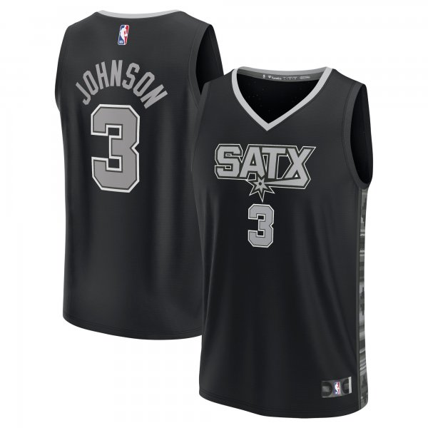 Men's San Antonio Spurs Keldon Johnson Fanatics Black Fast Break Replica Player Jersey - Statement Edition