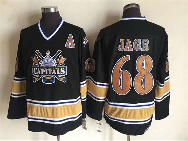 Men's Washington Capitals #68 Jaromir Jagr Black Throwback NHL Jersey