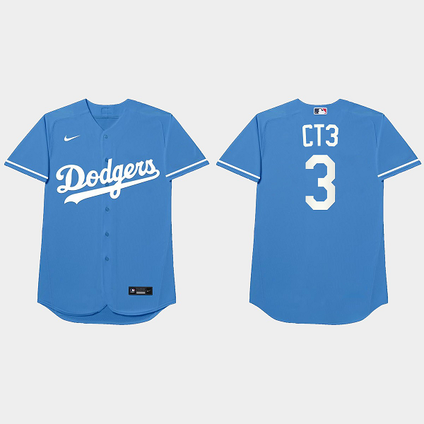 Chris Taylor Nickname Dodgers 2021 Players Weekend CT3 Royal Men's Jersey