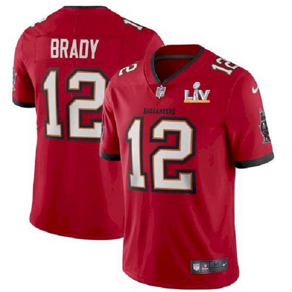 Men's Tampa Bay Buccaneers #12 Tom Brady Red 2021 Super Bowl LV Jersey