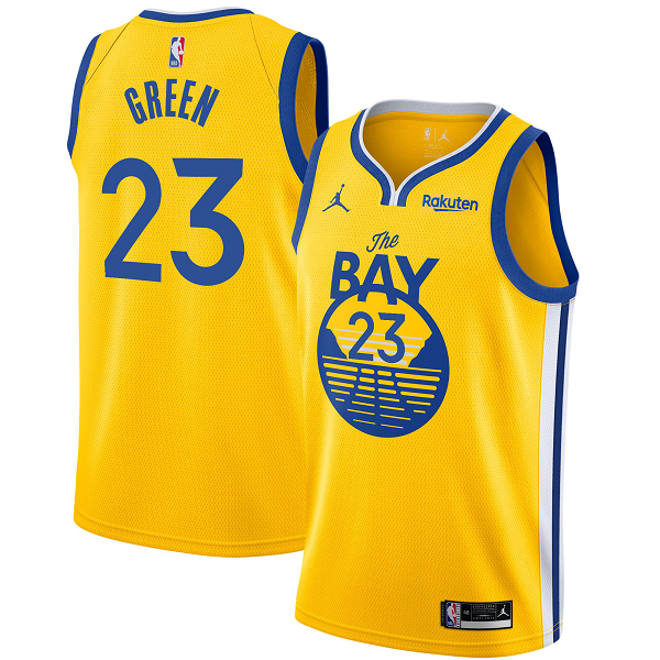 Men's Golden State Warriors #23 Draymond Green Jordan Brand Gold 2020/21 Swingman Badge Statement Edition NBA Jersey