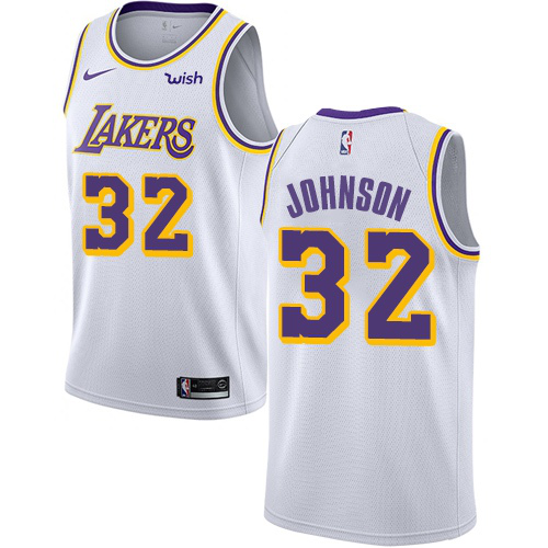 Men's Los Angeles Lakers #32 Magic Johnson White Swingman Association Edition NBA Jersey