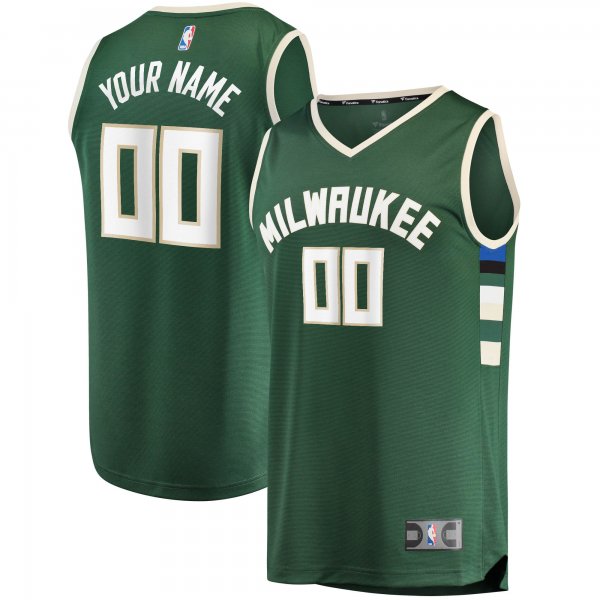 Youth Milwaukee Bucks Fanatics Hunter Green Fast Break Custom Replica Jersey - Icon Edition