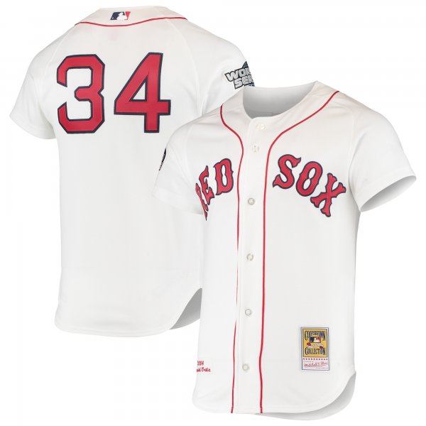 Men's Boston Red Sox David Ortiz Mitchell & Ness White 2004 Cooperstown Collection Home Jersey