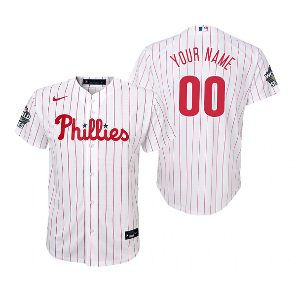 Youth Philadelphia Phillies Custom Nike White 2022 World Series Cool Base Jersey