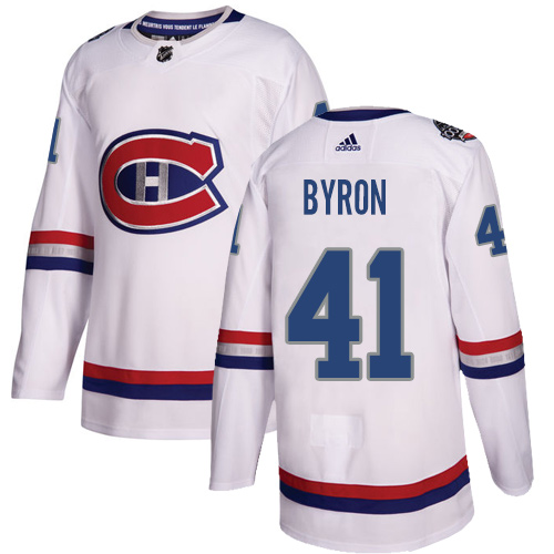 Adidas Montreal Canadiens #41 Paul Byron White 2017 100 Classic Stitched NHL Jersey