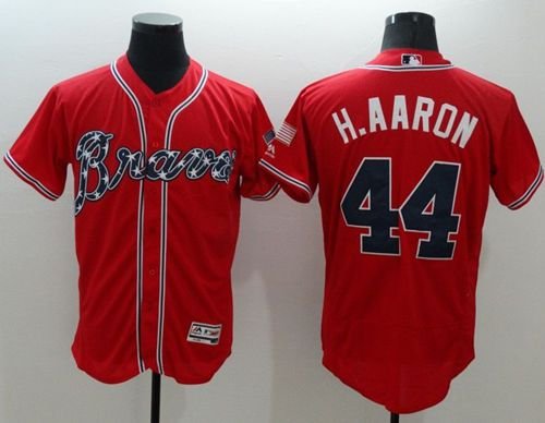 Atlanta Braves #44 Hank Aaron Red Flexbase Collection Stitched MLB Jersey