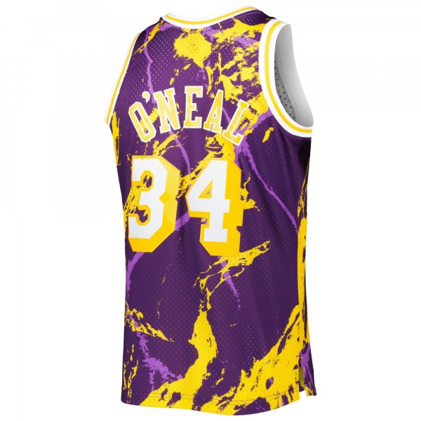 Men's Los Angeles Lakers Shaquille O'Neal Mitchell & Ness Purple 1996/97 Hardwood Classics Marble Swingman Jersey