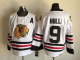 Men's Chicago Blackhawks #9 Bobby Hull White Throwback NHL Jersey