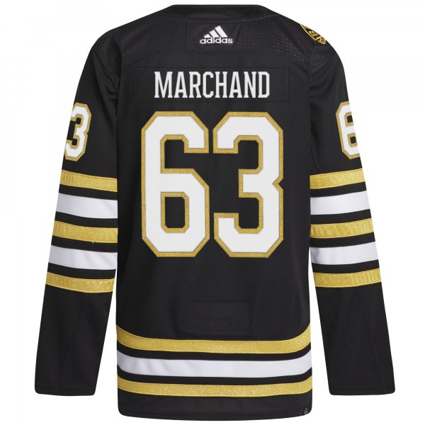 Men's Boston Bruins Brad Marchand adidas Black  Primegreen 100th Anniversary Player Jersey