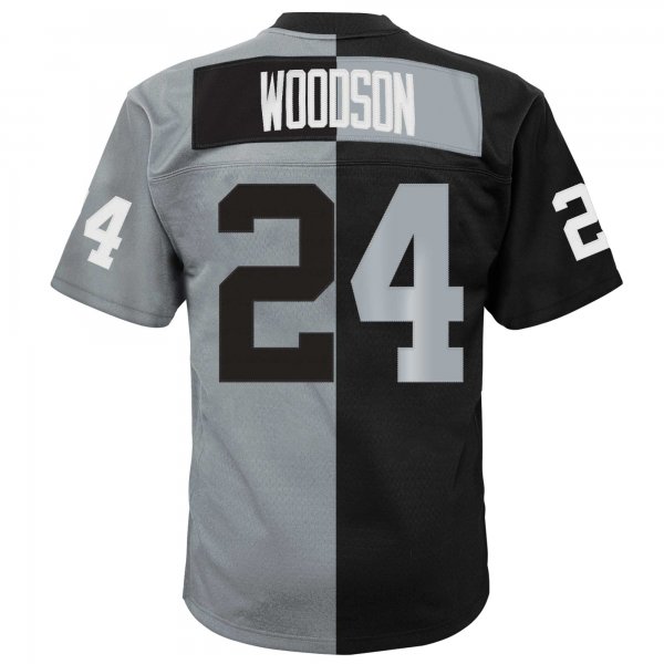 Youth Las Vegas Raiders Charles Woodson Mitchell & Ness Black/Silver Split Legacy Jersey