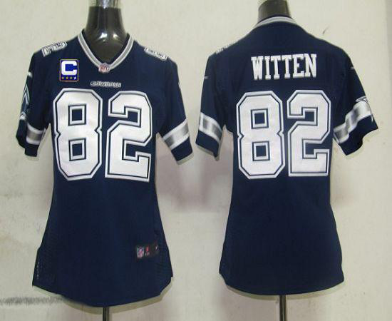 Nike Dallas Cowboys #82 Jason Witten Navy Blue Team Color With C Patch Women's Stitched NFL Elite Jersey