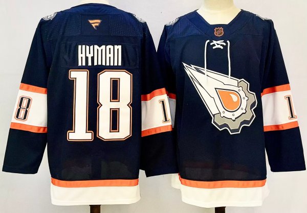 Men's #18 Zach Hyman Edmonton Oilers Dark Blue City Edition Jersey