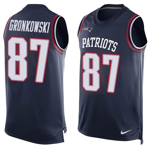 Nike New England Patriots #87 Rob Gronkowski Navy Blue Team Color Men's Stitched NFL Limited Tank Top Jersey