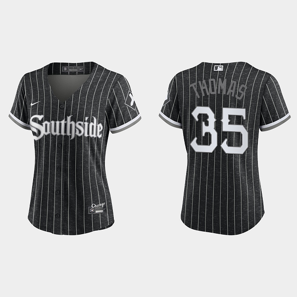 Women's Chicago White Sox #35 Frank Thomas Black 2021 MLB City Connect Replica Jersey