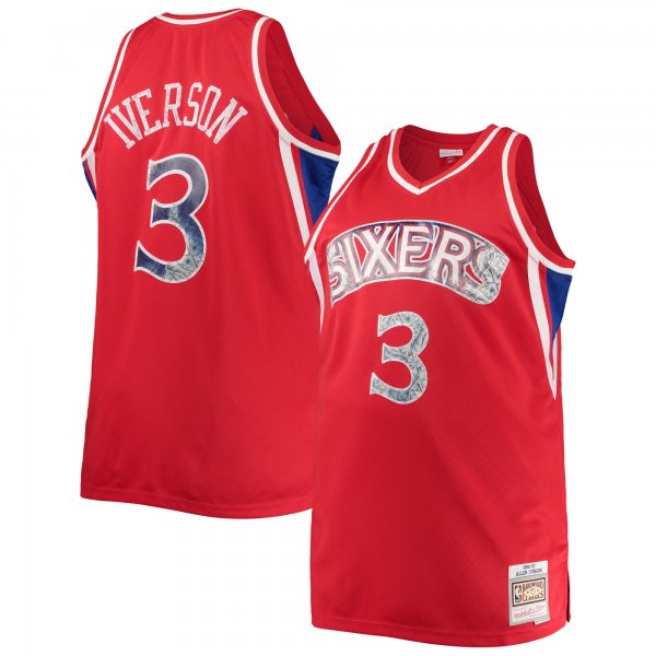 Men's Philadelphia 76ers Allen Iverson Mitchell & Ness Red Big & Tall 1996/97 NBA 75th Anniversary Diamond Swingman Jersey