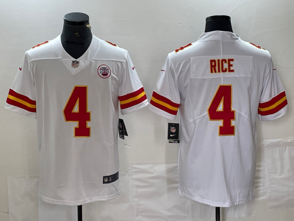 Men's Nike Rashee Rice White Kansas City Chiefs #4 Limited Jersey