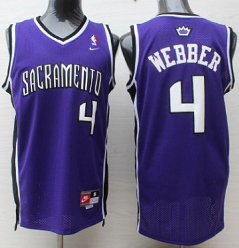 Men's Nike Sacramento Kings #4 Chris Webber Purple Throwback Stitched NBA Jersey