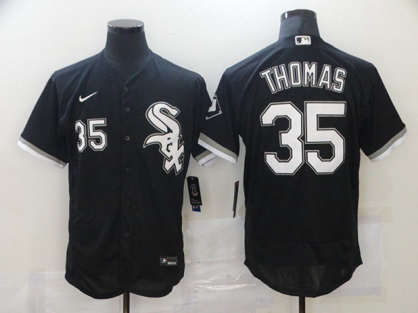 Men's Chicago White Sox #35 Frank Thomas Black Stitched MLB Flex Base Nike Jersey