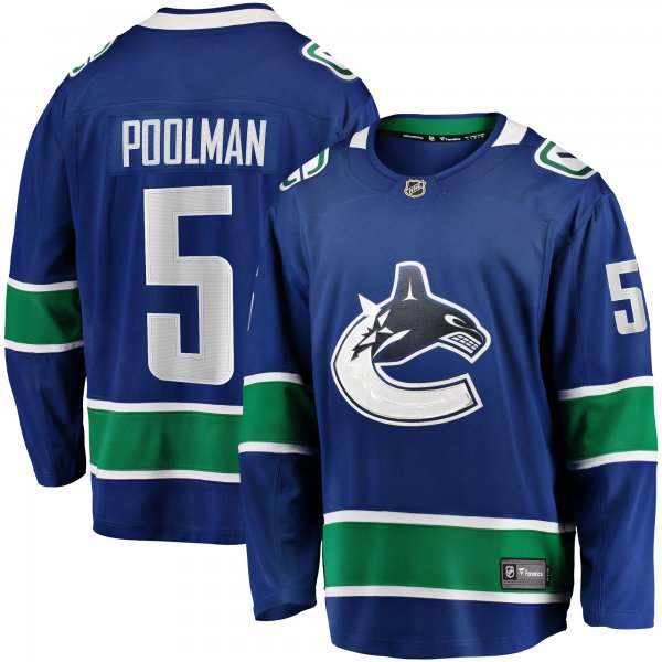 Men's Vancouver Canucks Tucker Poolman Fanatics Blue Home Premier Breakaway Player Jersey