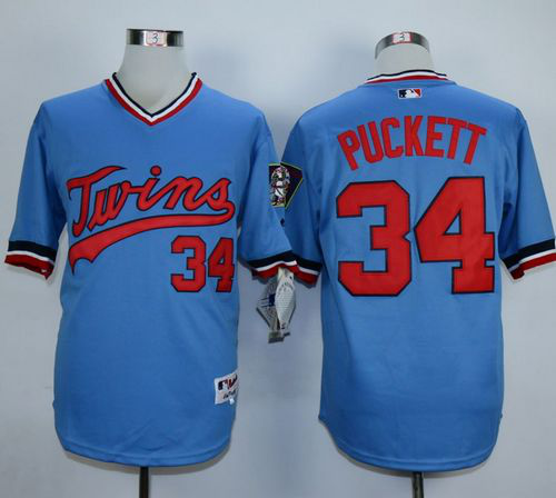 Women's Minnesota Twins #34 Kirby Puckett Light Blue 1984 Turn Back The Clock Stitched MLB Jersey