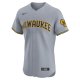 Men's Milwaukee Brewers  Nike Gray Road Vapor Premier Elite Patch Jersey