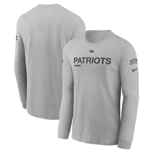 Men's Nike Gray New England Patriots 2024 Salute To Service Long Sleeve T-Shirt