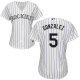 Colorado Rockies #5 Carlos Gonzalez White Strip Home Womens Stitched MLB Jersey