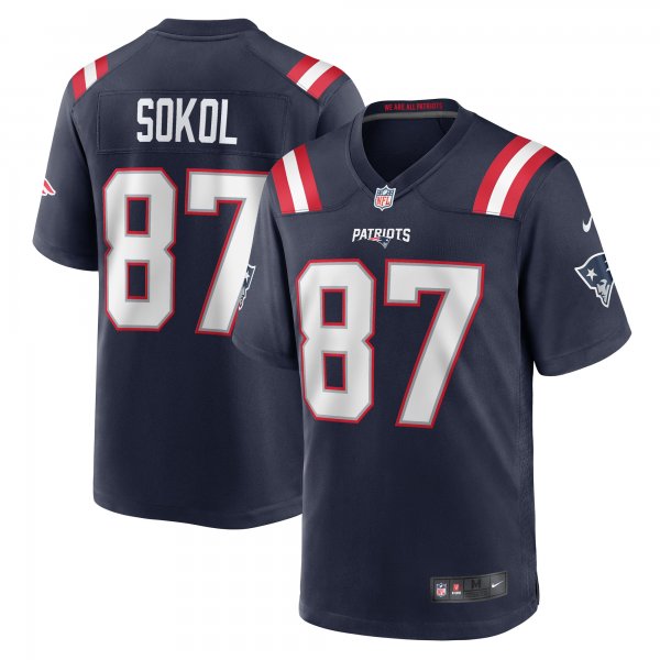 Men's New England Patriots Matt Sokol Nike Navy Game Player Jersey